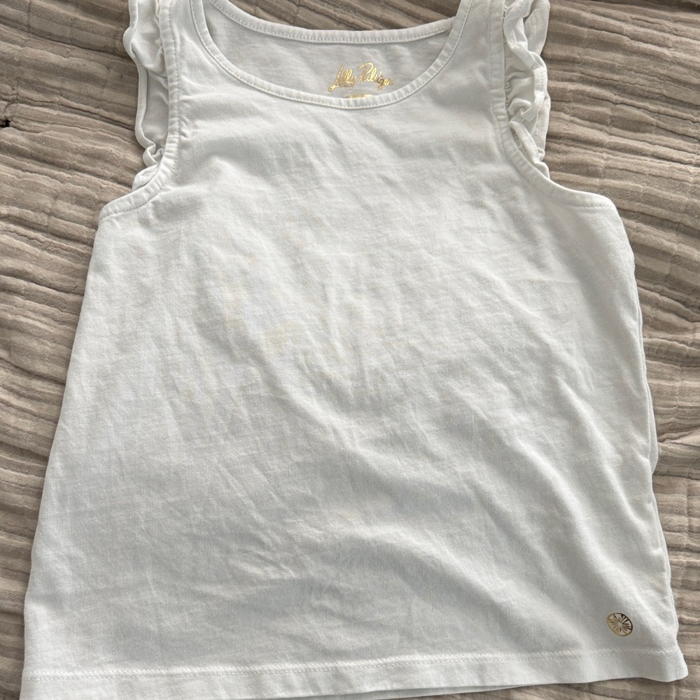 Lilly Pulitzer White Ruffle Tank Top